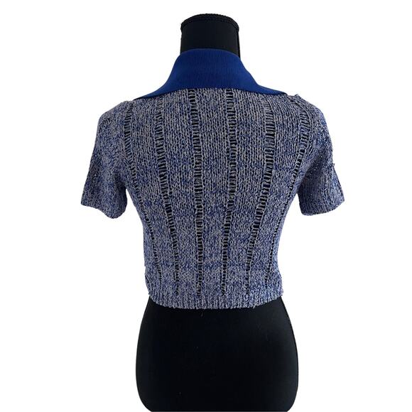 NWOT Free People Cassia Polo V-neck Collar Open Cable Knit Cropped Sweater - xs - Picture 5 of 8